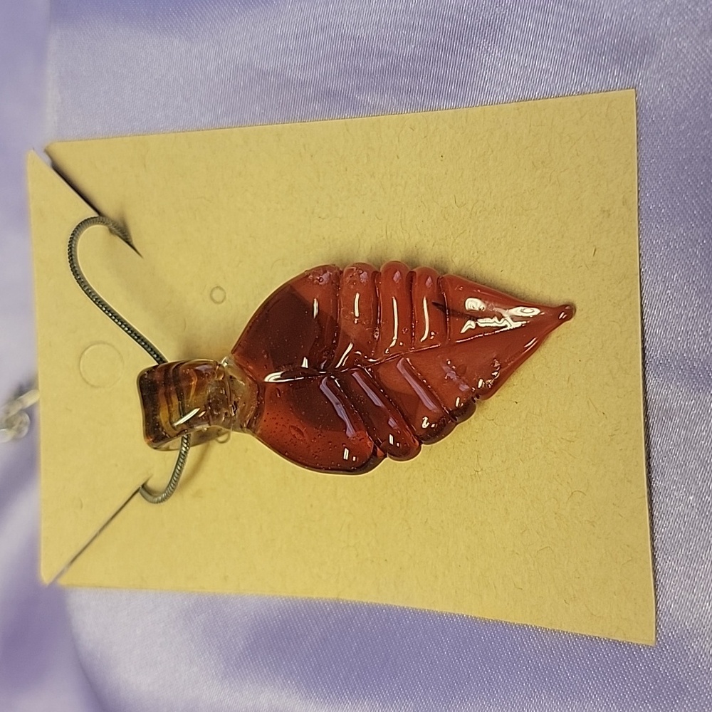 N1 Red - Handblown Glass Leaf Necklace
